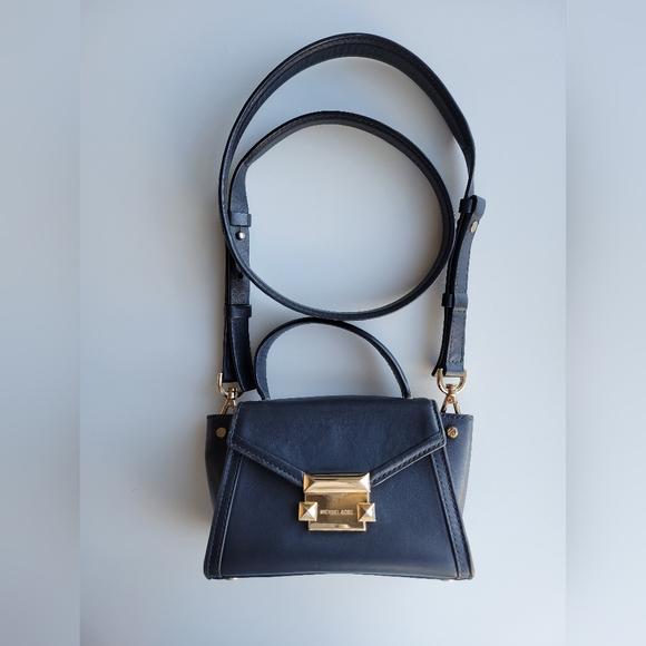 Michael Kors Navy Blue Leather Mini Whitney Top Handle Bag - Picture 1 of 12